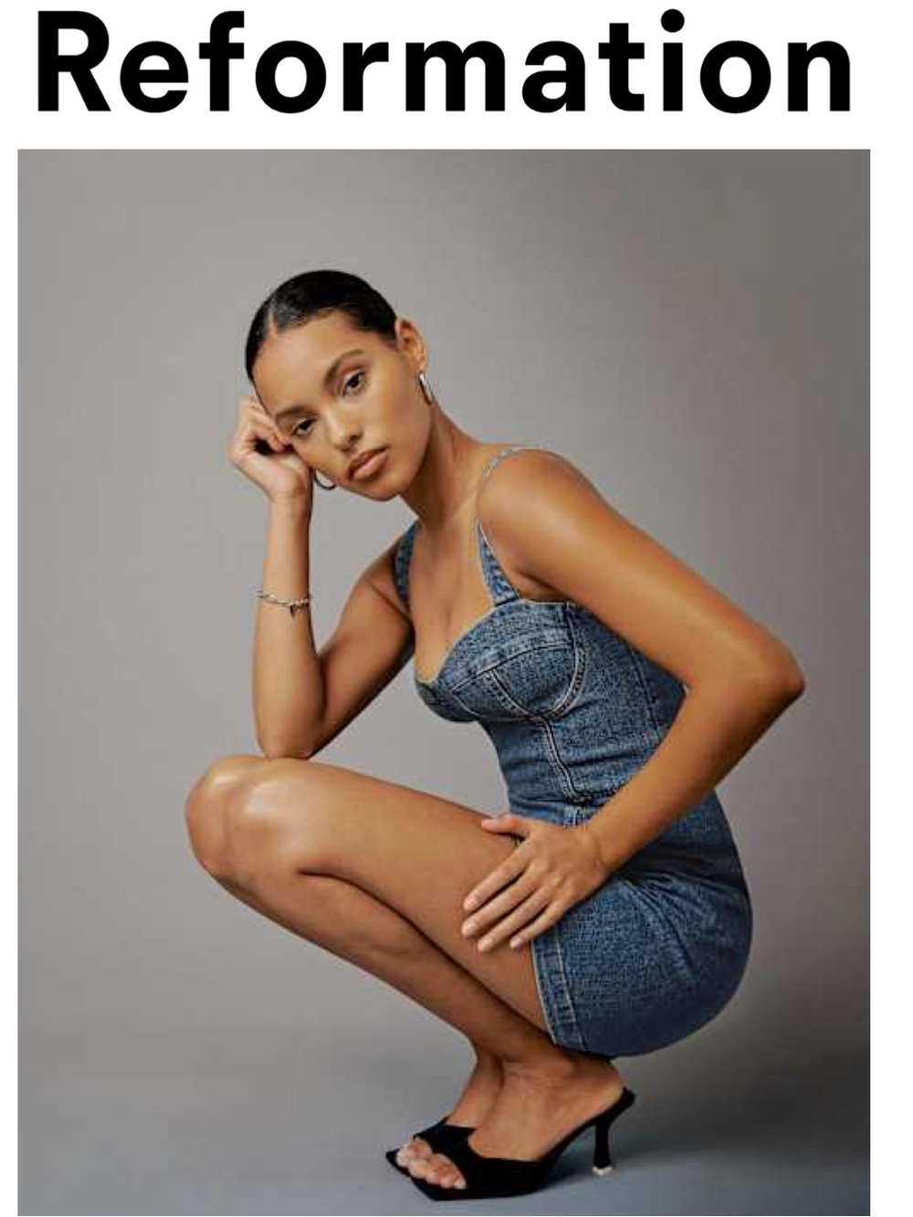 Reformation Nikki Bustier Blue Denim Mini Dress